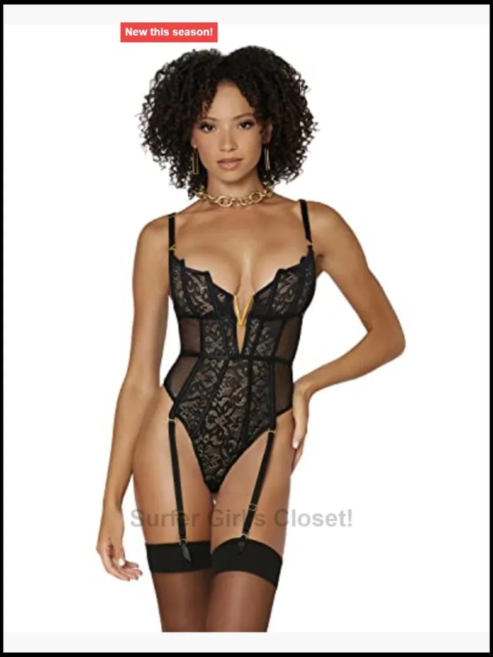 Stretch Lace Fishnet Garter Teddy Wired Cups Boning Adjustable Straps